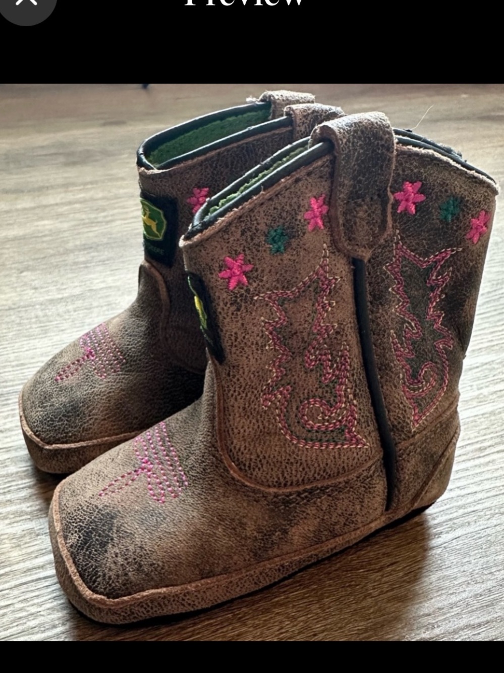 John Deere Infant Johnny Popper Western Crib Boots Pink Size 4M - Like New